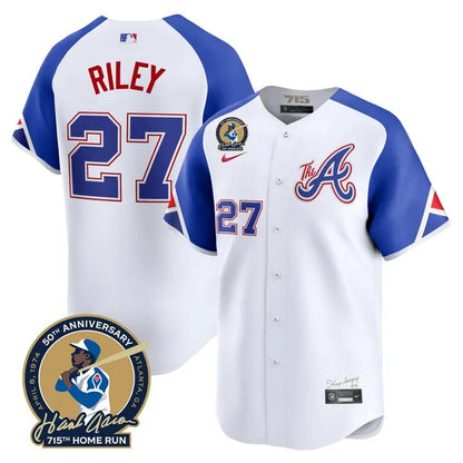 Braves Hank Aaron 715th Home Run Patch Limited Jersey - All Stitched