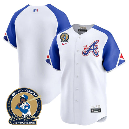 Braves Hank Aaron 715th Home Run Patch Limited Jersey - All Stitched