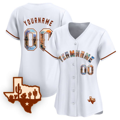 CUSTOM WHITE TEXAS ART BASEBALL JERSEY - EMBROIDERED