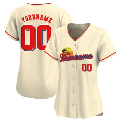 CUSTOM CREAM RED CALIFORNIA BASEBALL JERSEY - EMBROIDERED