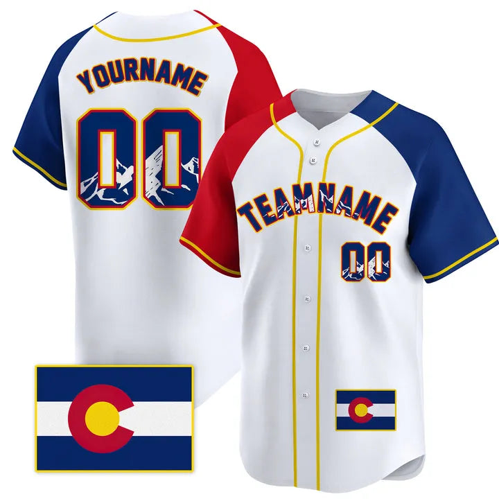 CUSTOM WHITE ALTERNATE COLORADO FLAG BASEBALL JERSEY - EMBROIDERED