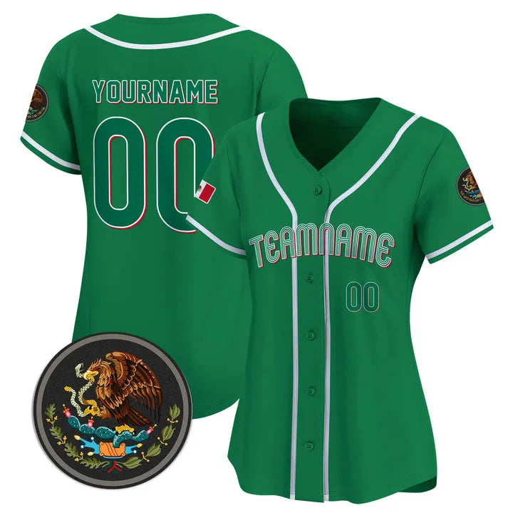 CUSTOM GREEN MEXICO BASEBALL JERSEY - EMBROIDERED