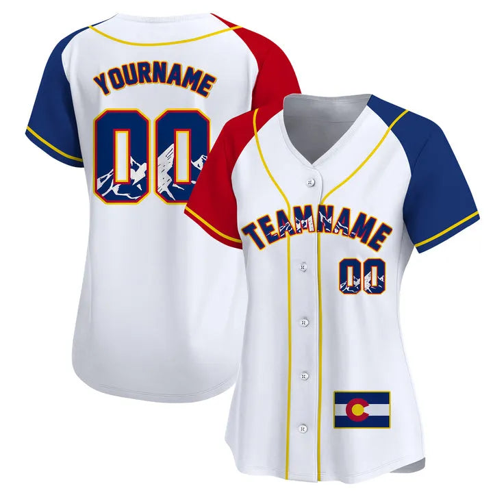 CUSTOM WHITE ALTERNATE COLORADO FLAG BASEBALL JERSEY - EMBROIDERED