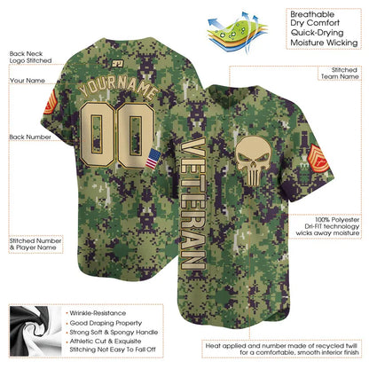 CUSTOM CAMO CREAM VETERAN BASEBALL JERSEY - EMBROIDERED