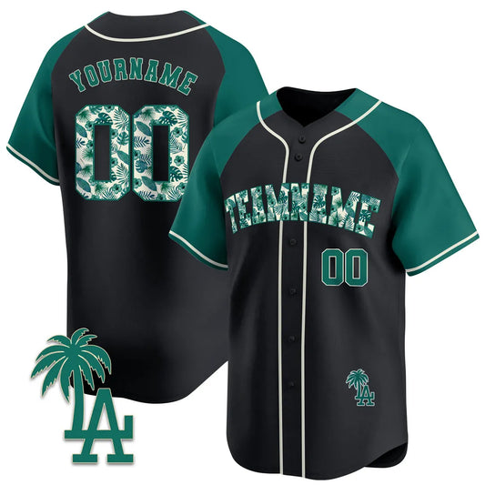 CUSTOM ALTERNATE GREEN TROPICAL FLORAL PATTERN BASEBALL JERSEY - EMBROIDERED