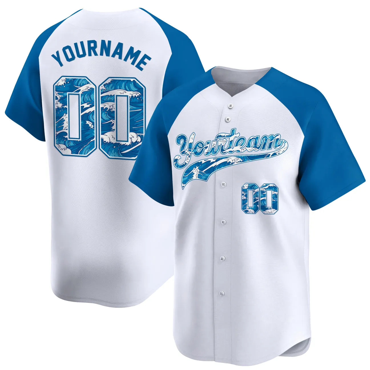 CUSTOM BLUE ALTERNATE-BLUE BEACH PARTTEN BASEBALL JERSEY - EMBROIDERED