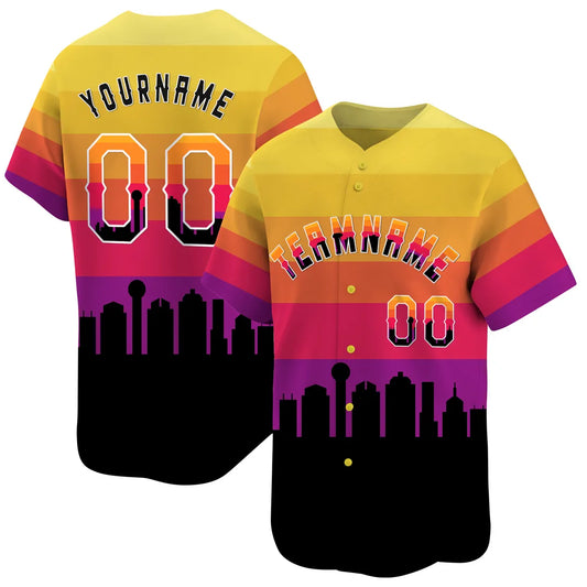 CUSTOM 3D DALLAS CITY NIGHT PATTERN BASEBALL JERSEY - PRINTED