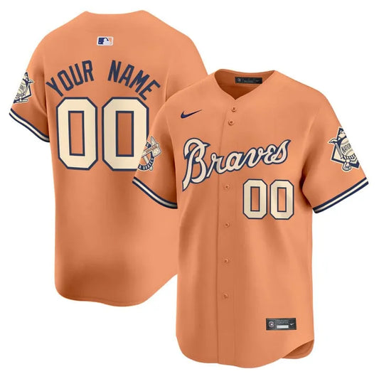 Braves Peaches Cream Vapor Limited Custom Jersey - All Stitched