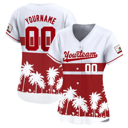 CUSTOM WHITE 3D PALM TREES CALIFORNIA FLAG BASEBALL JERSEY - PRINTED