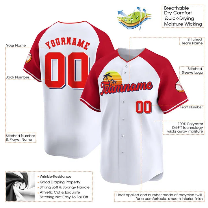 CUSTOM WHITE ALTERNATE RED CALIFORNIA BASEBALL JERSEY - EMBROIDERED